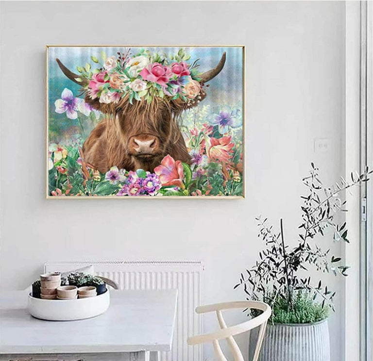 New Diamond Painting Cow And Flower 5d Diamond Painting Cow Living Room Decorative Painting