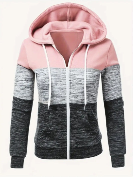 Color Block Zipper Hoodies