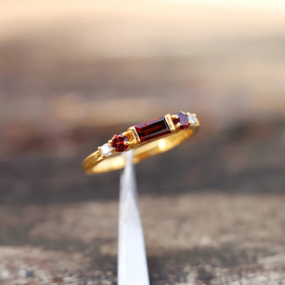 S925 Sterling Silver Inlaid Redstone Ring For Women