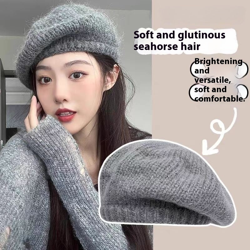 Sweet Beauty Face Little Wild Net Red Big Head Circumference Woolen Cap