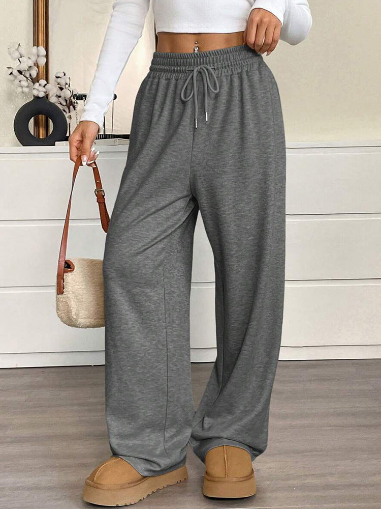 Solid Color Women's Clothes Casual Pants Loose Commuter Trousers