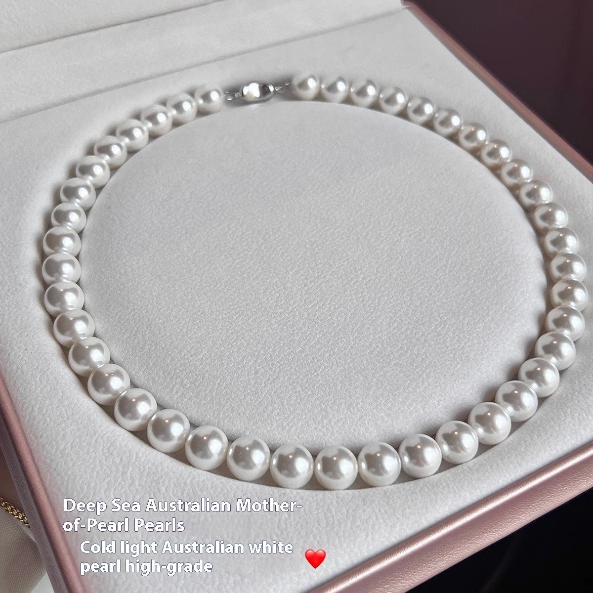 925 Silver Ingot Buckle Strong Light High Quality Shell Pearls Australian White Necklace