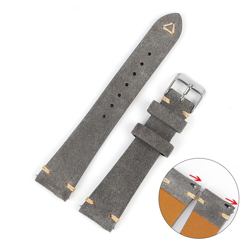 New Small Waist Suede Leather Watch Strap Genuine Leather
