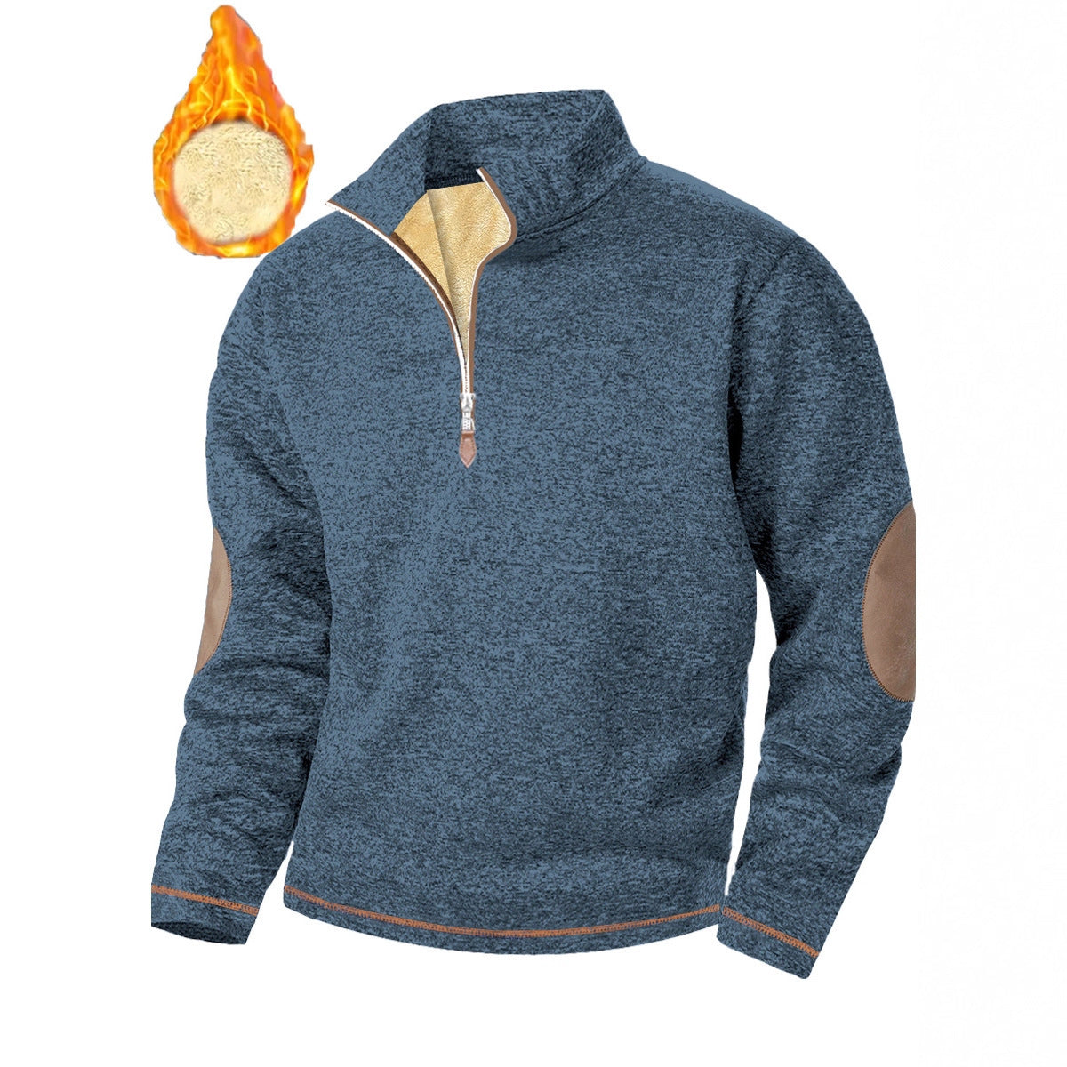 Men's Stand-up Collar Thick Zipper Sweater Jacket Casual Jacquard