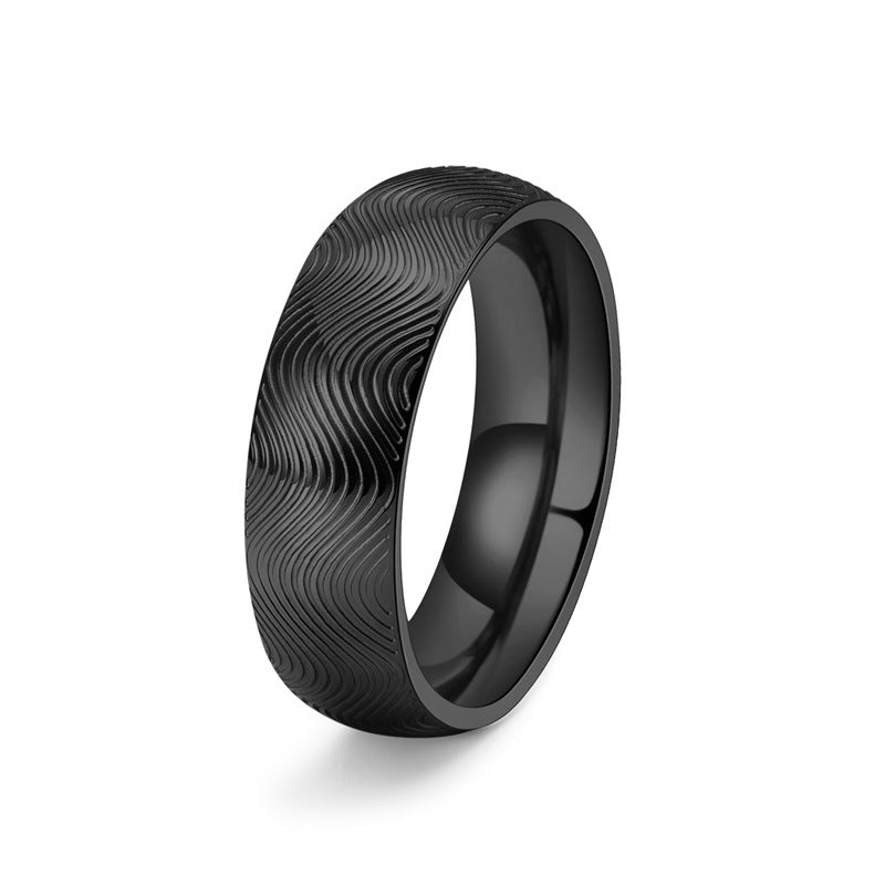 Unisex Style Wave Pattern Ring Wear Personalized Stainless Steel