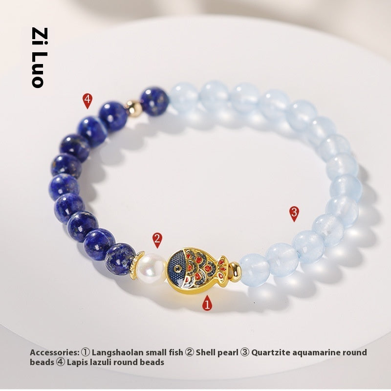 Natural Green Gold Stone Bracelet Women's Light Luxury Minority Exquisite