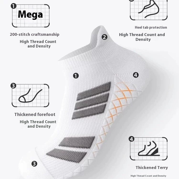 Outdoor Running Basketball Socks Towel Massage Footbed Thickening Sweat-absorbing Men's Socks