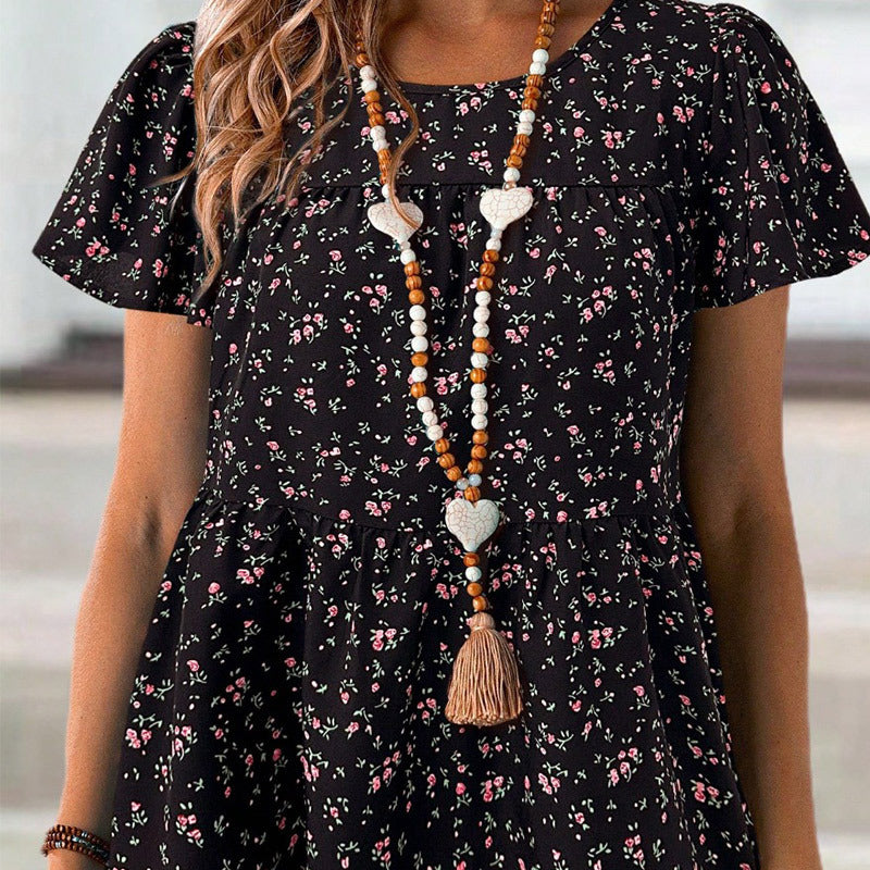 Women's Floral Sweet Short-sleeved Top