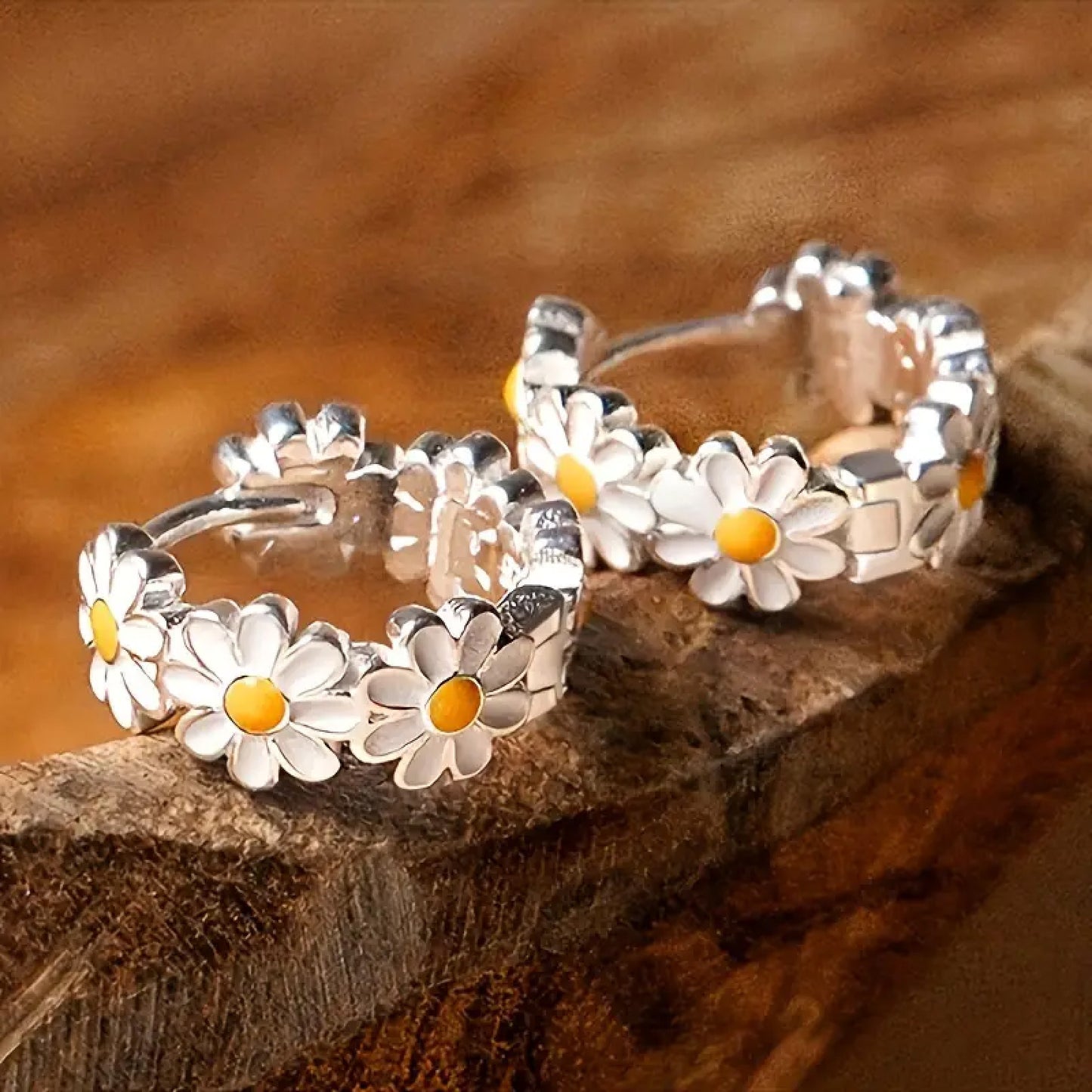 Fashion Daisy Flower Ring Earrings Suitable For Daily And Party Wear Vacation Beach Accessories