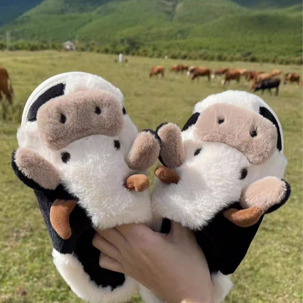 Female Cow Baotou Cotton Slippers
