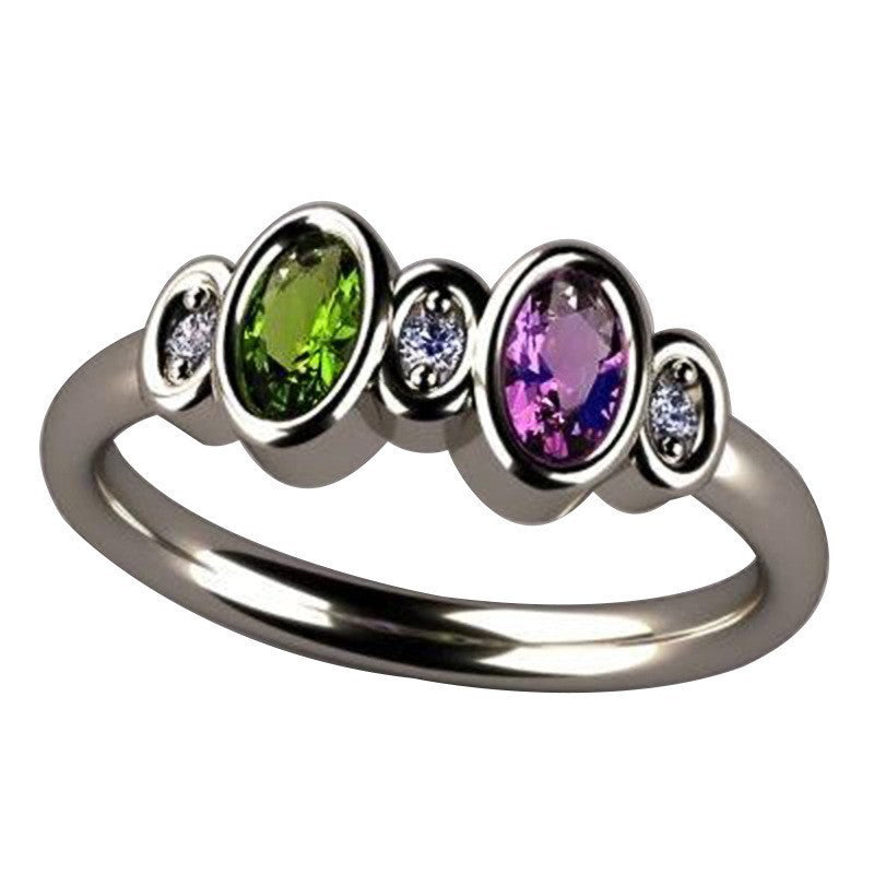 Colorful Copper Inlaid Zircon Ring Sweet And Simple Fashion Ring Bracelet