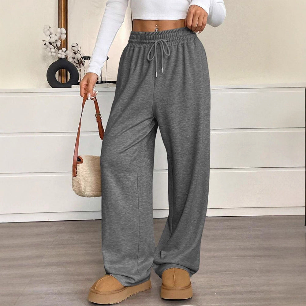 Solid Color Women's Clothes Casual Pants Loose Commuter Trousers