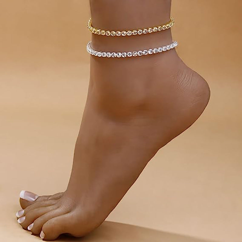 Shiny Loose Diamond Fashion Trend Simple Rhinestone Beach Anklet