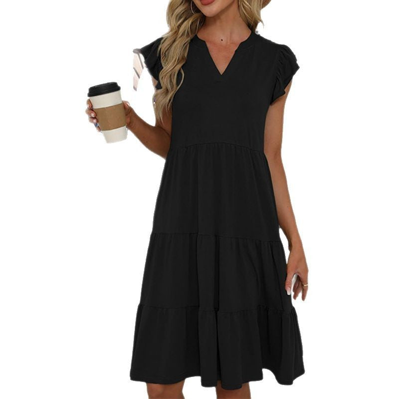 New Women's Spring And Summer Casual Loose V-neck Dress