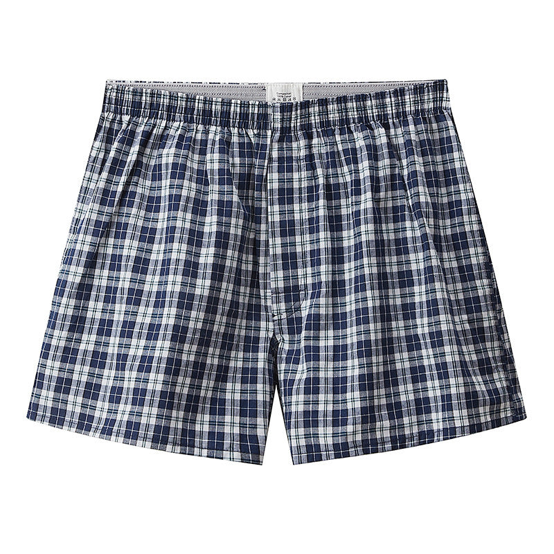 Woven Cotton Plaid Printed Loose Men's Underwear