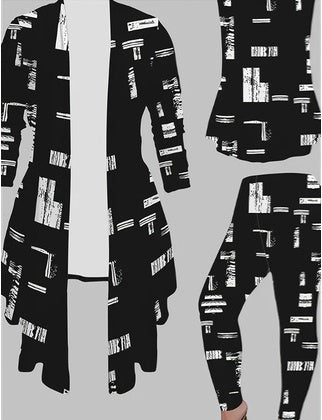 Women's 3 Suits, Printed Cardigan Jacket With Solid Color Casual Pants Vest Everyday Suit