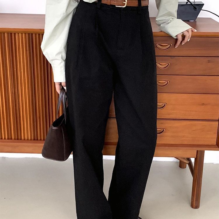 French Retro High Waist Korean Style Slimming Casual Pants