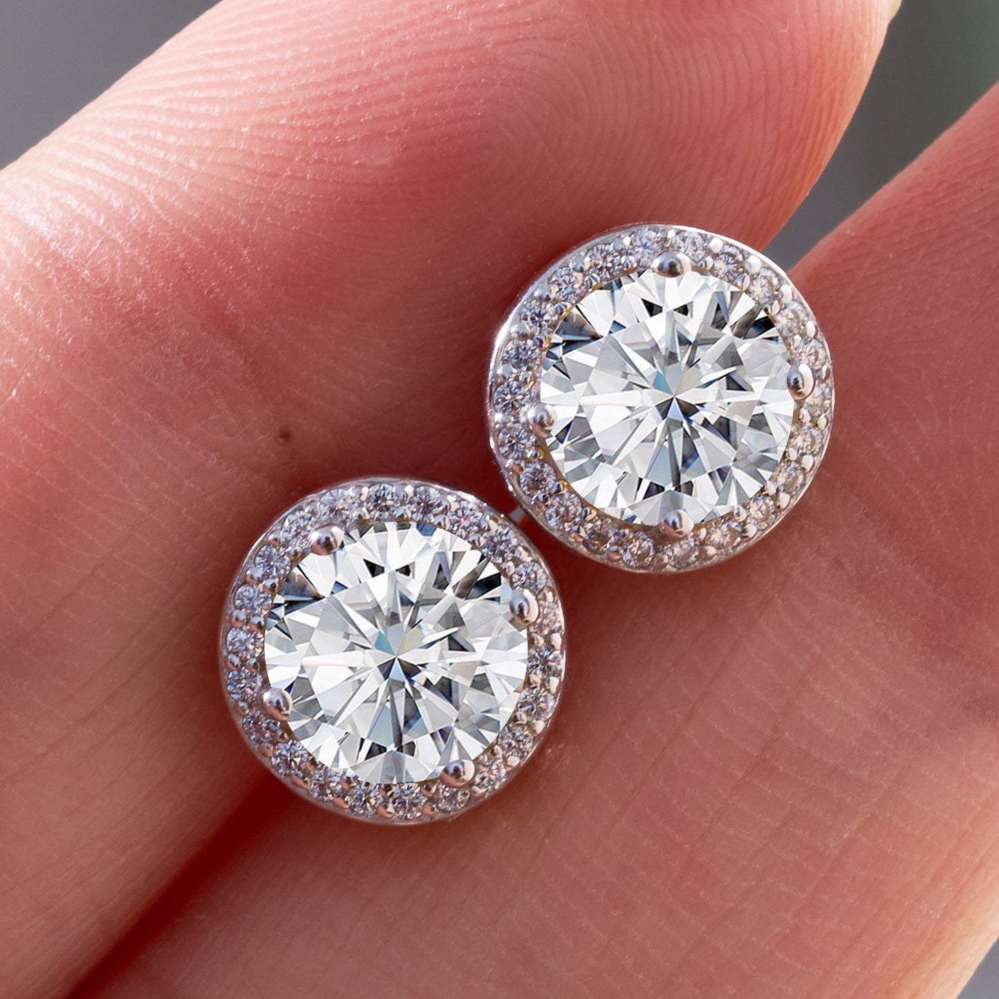 Micro Inlaid Moissanite Stud Earrings Female S925 Sterling Silver