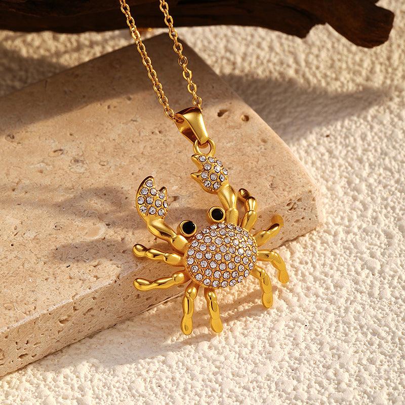 Stylish Beach Personality Diamond Crab Women's Pendant Necklace