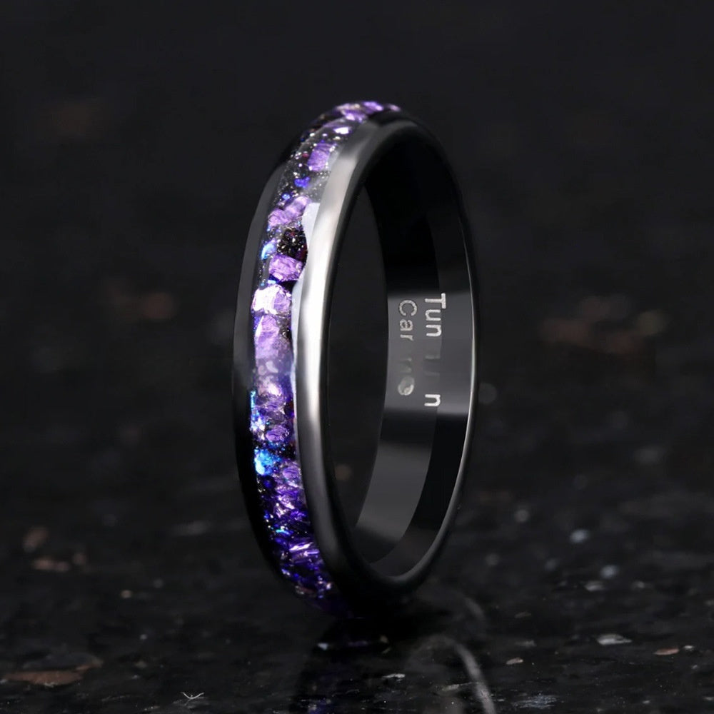 Galaxy Tungsten Ring Electroplated Black Inlaid