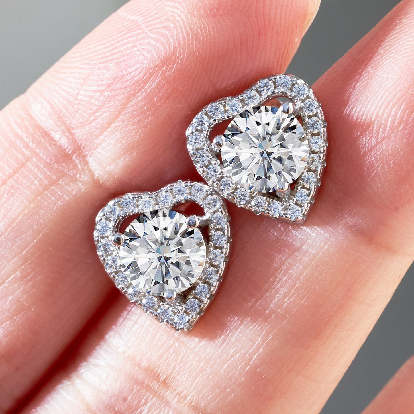 Micro Inlaid Moissanite Stud Earrings Female S925 Sterling Silver