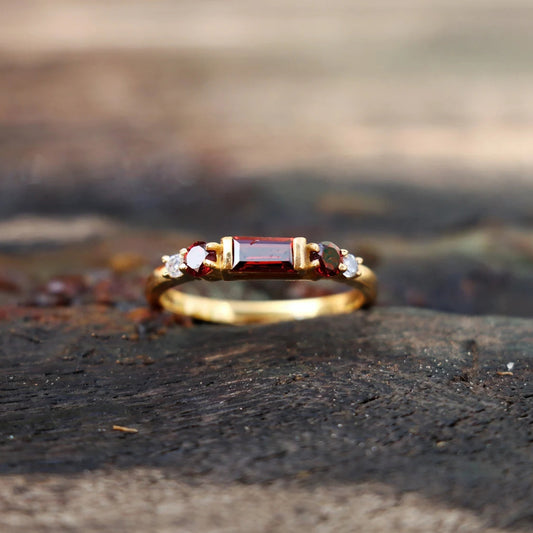 S925 Sterling Silver Inlaid Redstone Ring For Women